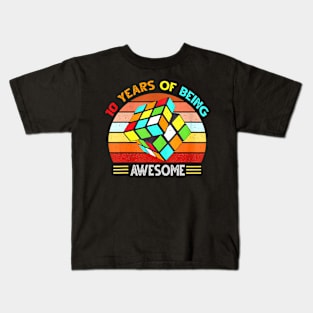 10 Years Old Of Being Awesome Puzzle Cube 10Th Birthday Kids T-Shirt